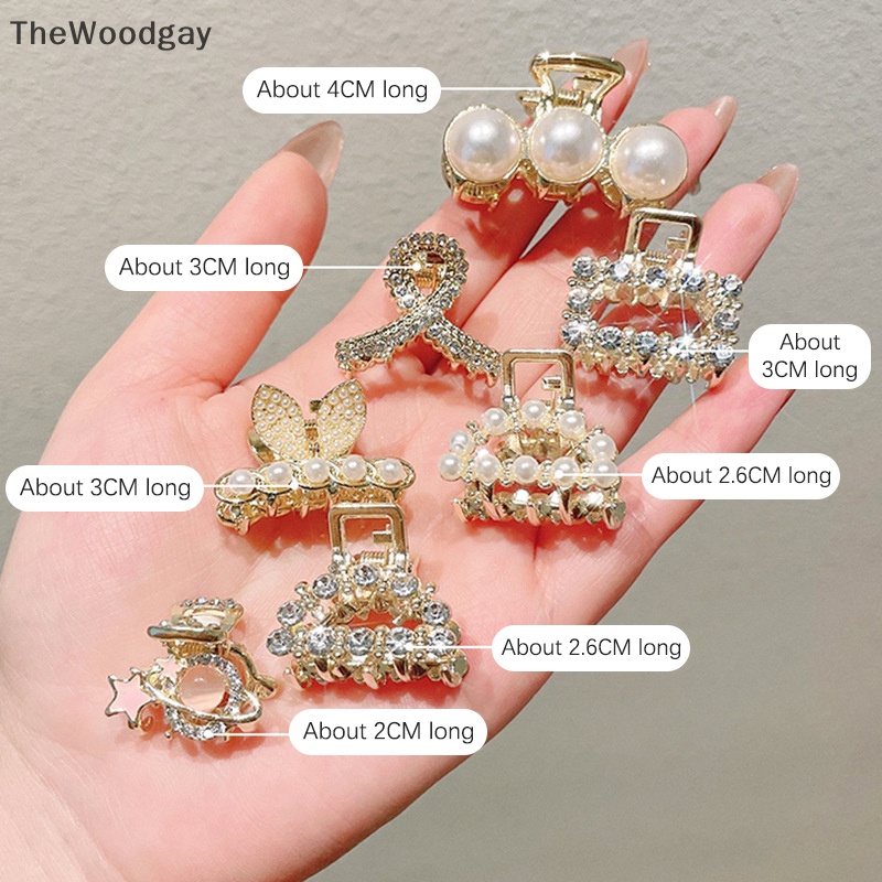 Kẹp Tóc Càng Cua mini Đính Hạt Ngọc Trai Phong Cách retro Cho Nữ