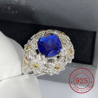 Mới nhẫn mạ vàng / bạc 925 hai lớp đính đá sang trọng