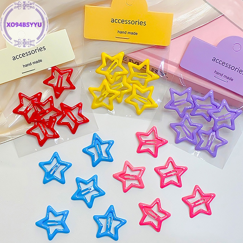 Xo94bsyu set 5 Kẹp Tóc Kim Loại Hình Ngôi Sao Màu Kẹo Ngọt Ngào Đáng Yêu vn