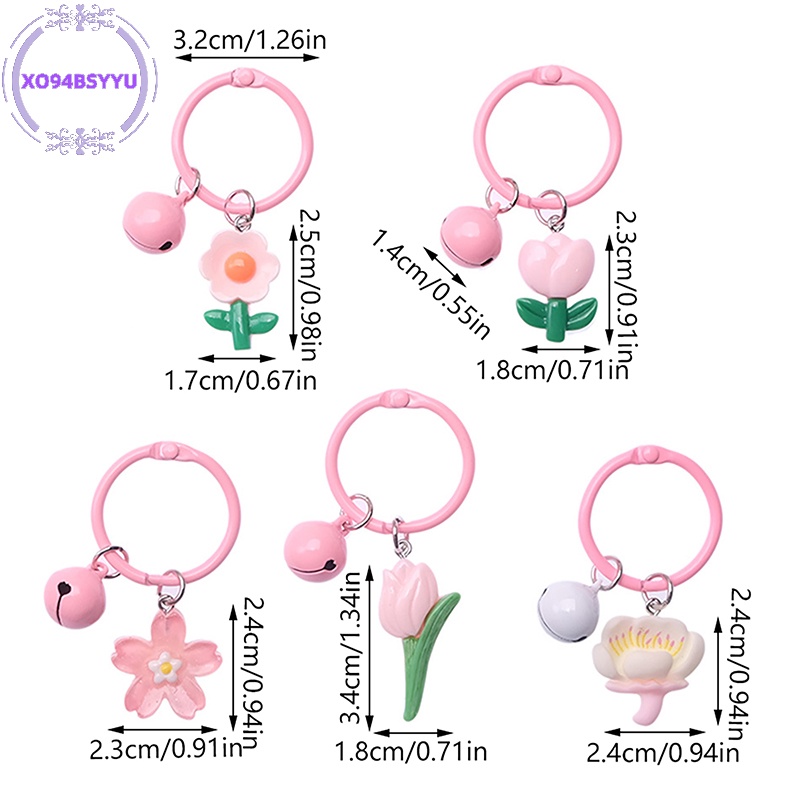 Xo94bsyu Móc Chìa Khóa resin Hình Hoa Màu Kẹo Dễ Thương Trang Trí Ba Lô Cho Nữ vn