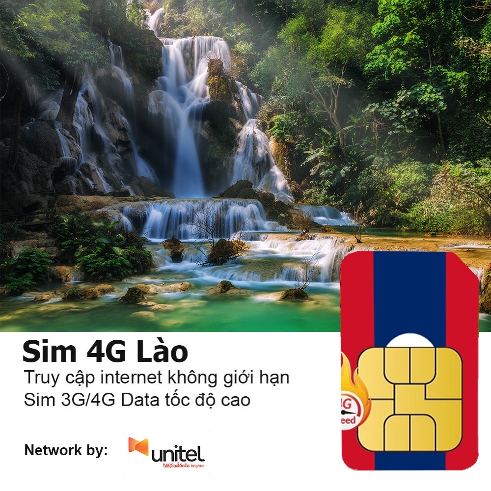 Sim du lịch Lào - Sim data tốc độ cao 4G, không giới hạn 3G