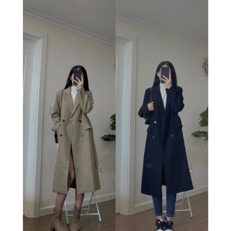 Áo vest dáng dài kèm đai 2 màu đen và nâu nhạt - Calina.vn - Aomangtodangdai949_P6K7