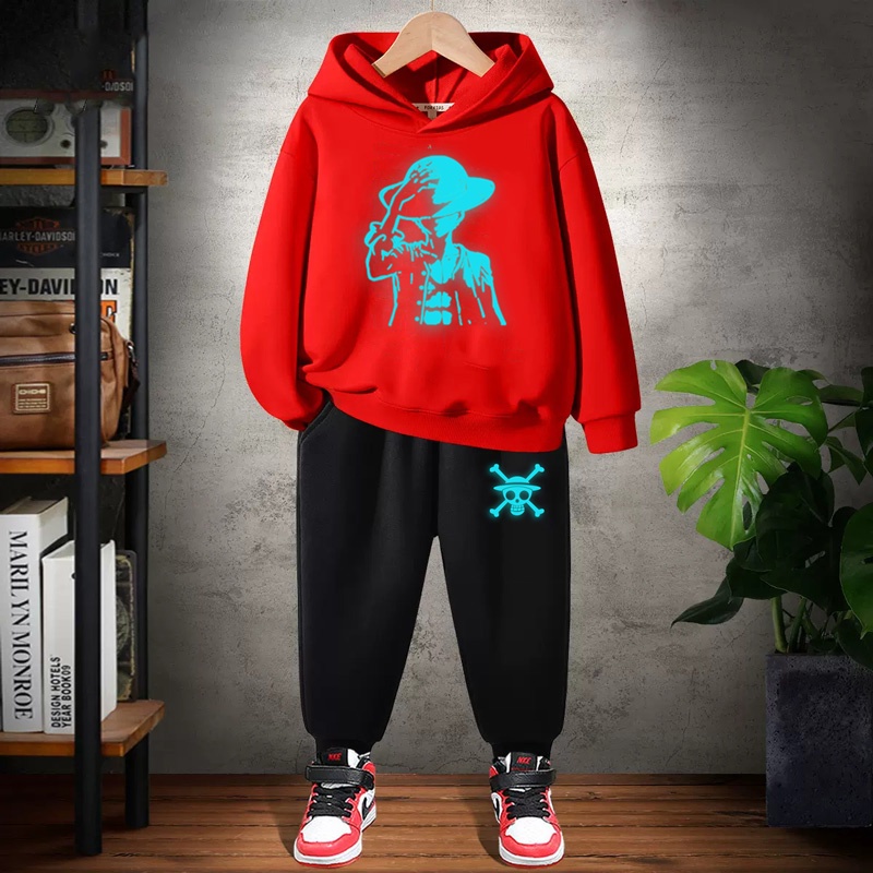 Áo hoodie In Hình one piece Phát Sáng Thời Trang Thu Đông Cho Bé Trai
