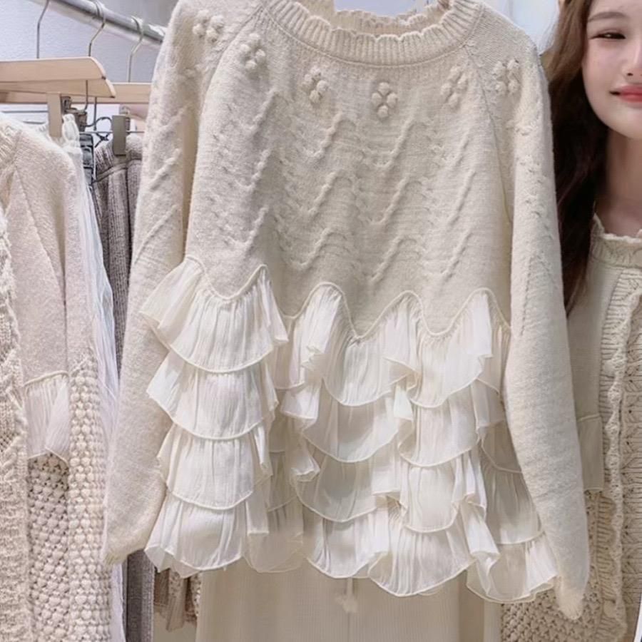 Áo Len Hàn sweater phối 4 tầng tơ bèo chất len Hàn dệt kim Vivienne A6886