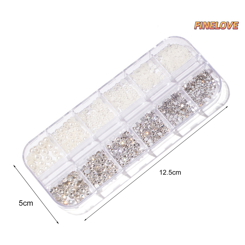 Hộp 12 Ngăn Đựng Hạt Đá Tròn 3d Lấp Lánh Trang Trí Móng Tay diy