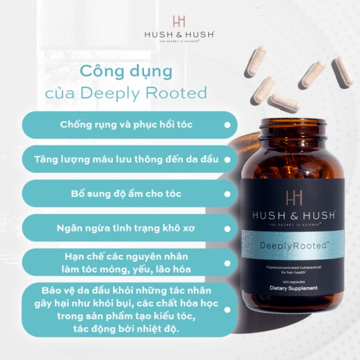 Viên Uống Tăng Cường Dinh Dưỡng Cho Tóc, Phục Hồi & Giảm Rụng Hush & Hush Deeply Rooted 120 viên