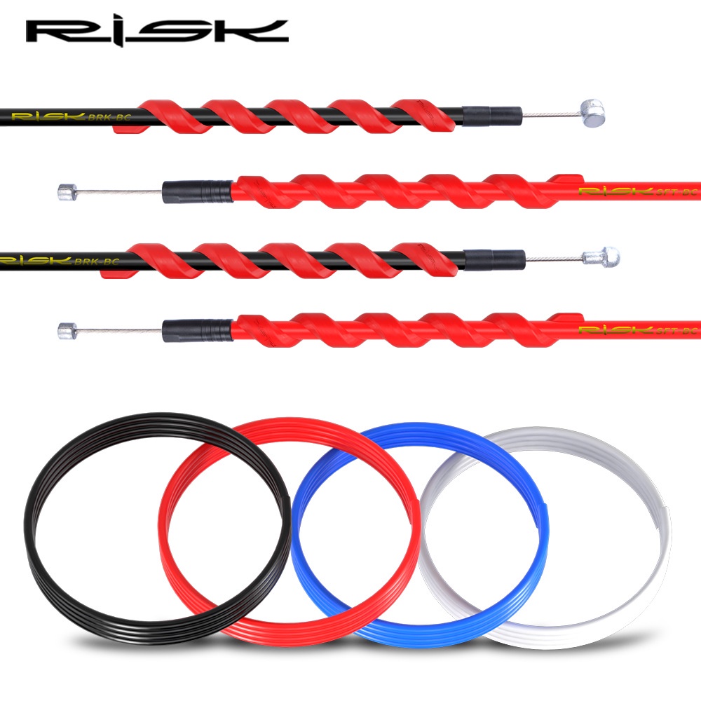 Bộ vỏ ruột dây thắng xe đạp road mtb nhiều màu Risk