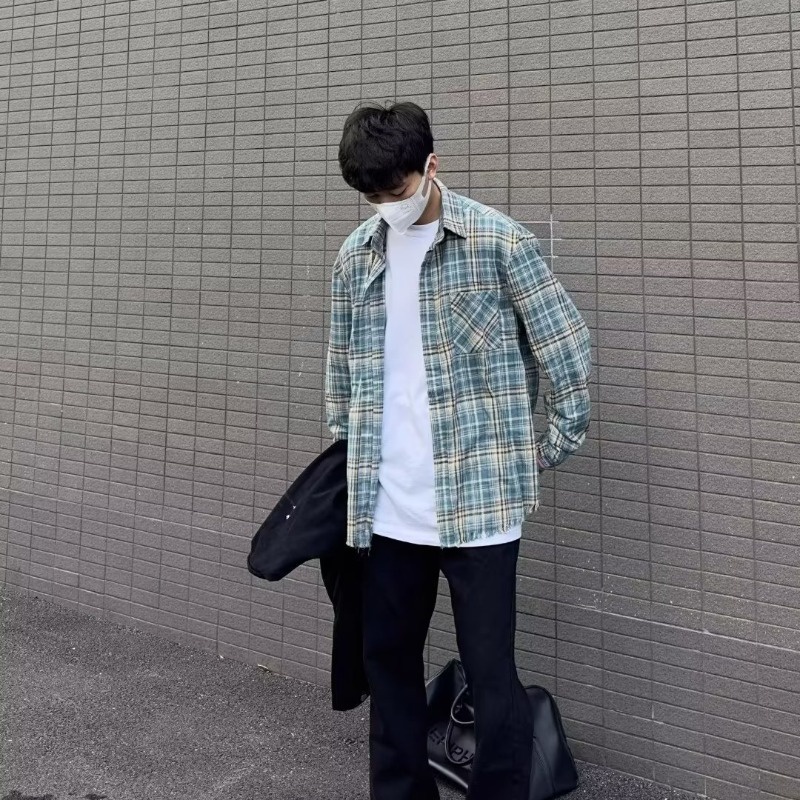 Áo Sơ Mi Nam Dài Tay Sọc Caro Cổ Điển Thời Trang