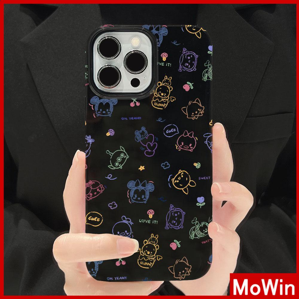 Ốp lưng iPhone 15 Pro Max Vỏ iPhone Màu Đen Bóng TPU Mềm Vỏ Bảo Vệ Chống Sốc Camera Bộ Sưu Tập Phim Hoạt Hình Dễ Thương Tương Thích Với iPhone 14 13 Pro Max 12 Pro Max 11 XR XS MAX 8Plus