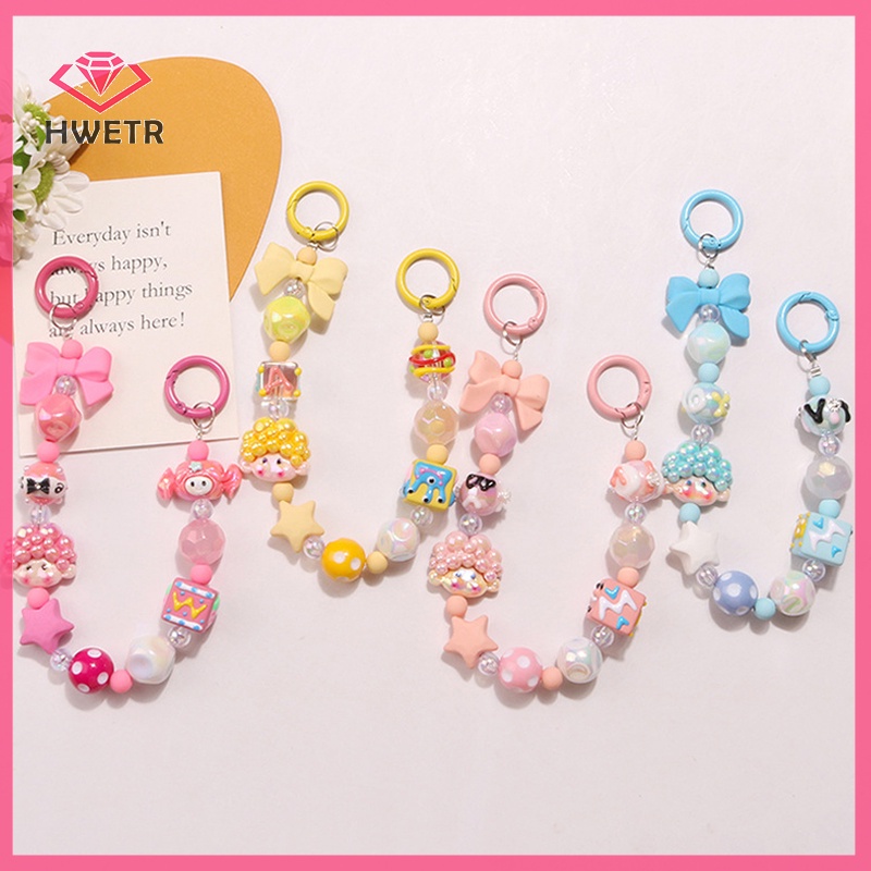 Hwetr dopamine Dây Đeo Điện Thoại Chuỗi Hạt Xoăn Tóc Màu Kẹo Hình Máy Ảnh Dễ Thương Cho Nữ Mới
