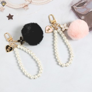 Móc khóa gấu bông đính ngọc trai dễ thương