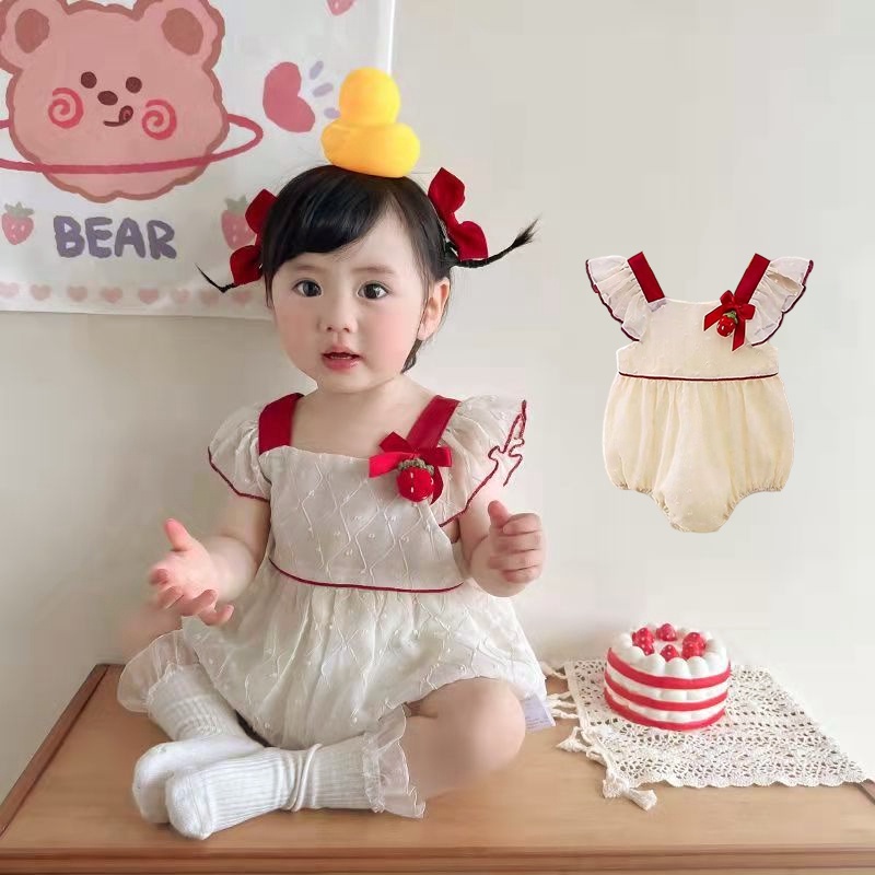 Bộ Áo Liền Quần Tam Giác Không Tay Kiểu Công Chúa Mùa Hè Dễ Thương Cho Bé Gái