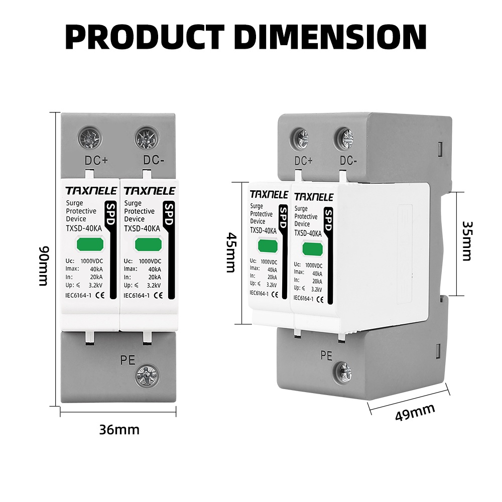 Dc Thiết Bị Bắt Tia Cực Tím Ppd 2p 20ka 40ka 60ka 60ka 600v 800v 1000v