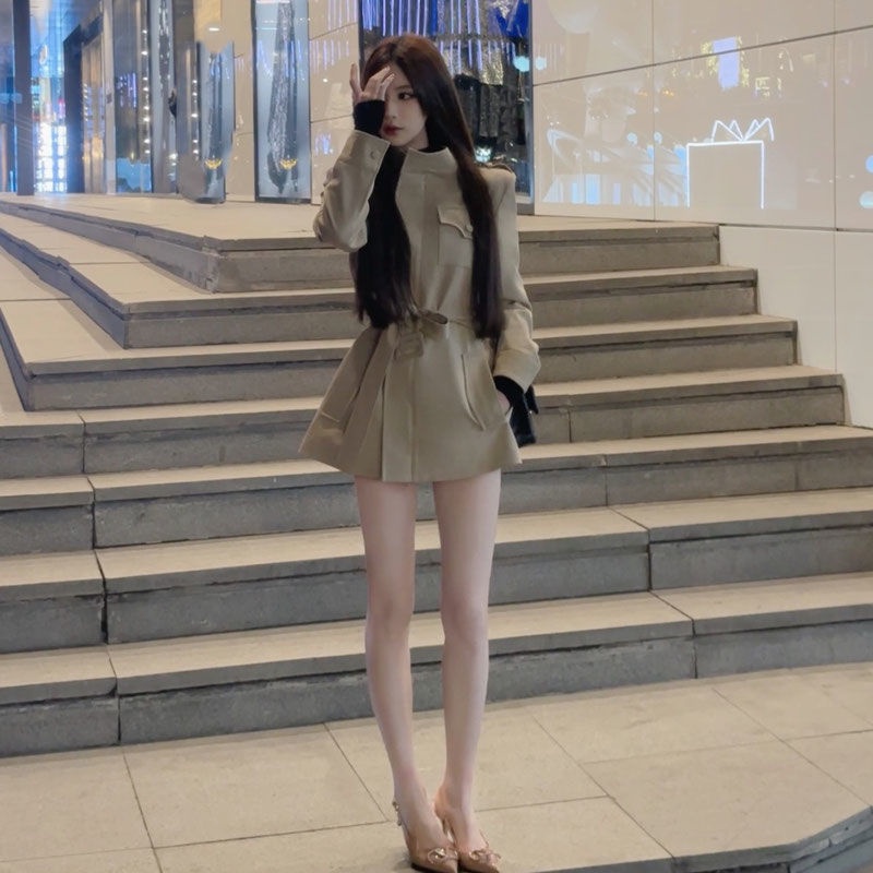 Meila Áo Khoác Kaki Cao Cấp Phong Cách Châu Âu retro Thời Trang Thu Đông Cho Nữ szo6