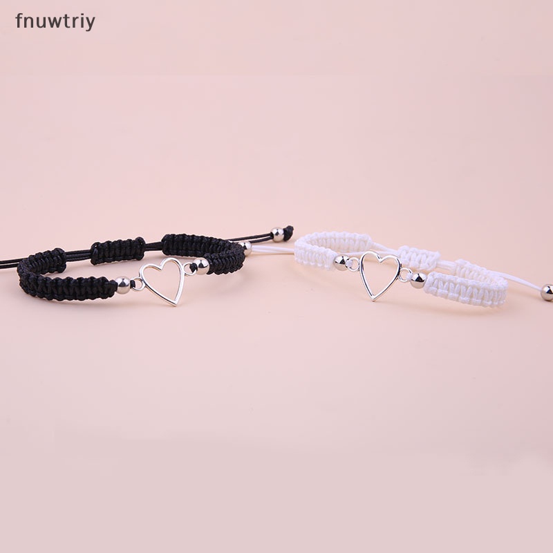 Vòng Tay Cặp Đôi Hình Trái Tim Tình Bạn Dây Thừng Dễ Điều Chỉnh Phù Hợp Làm Quà Tặng vn