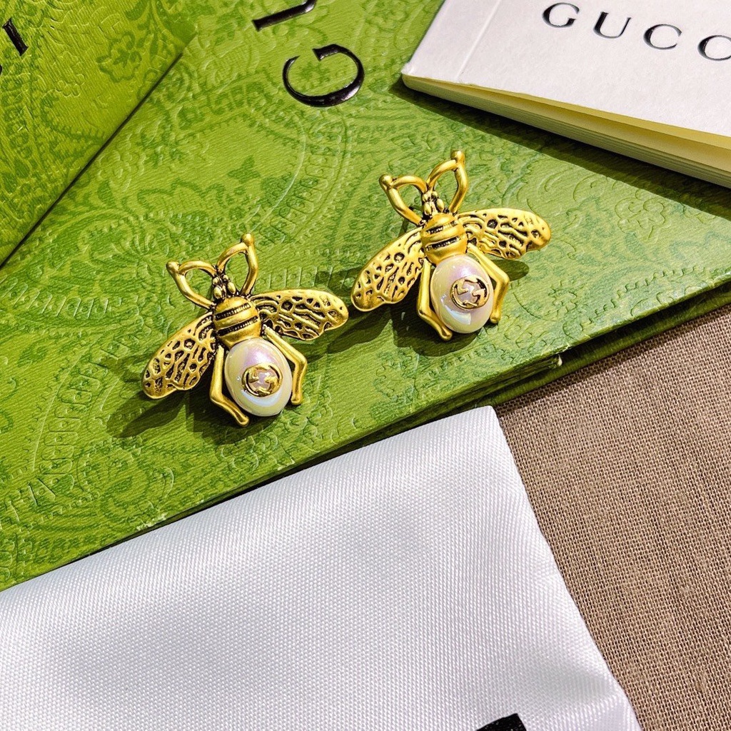 Bông Tai Gucci Bằng Thép Titan Chống Thấm Nước Không Gỉ Hình Chữ gg Đôi Thời Trang Cho Nữ