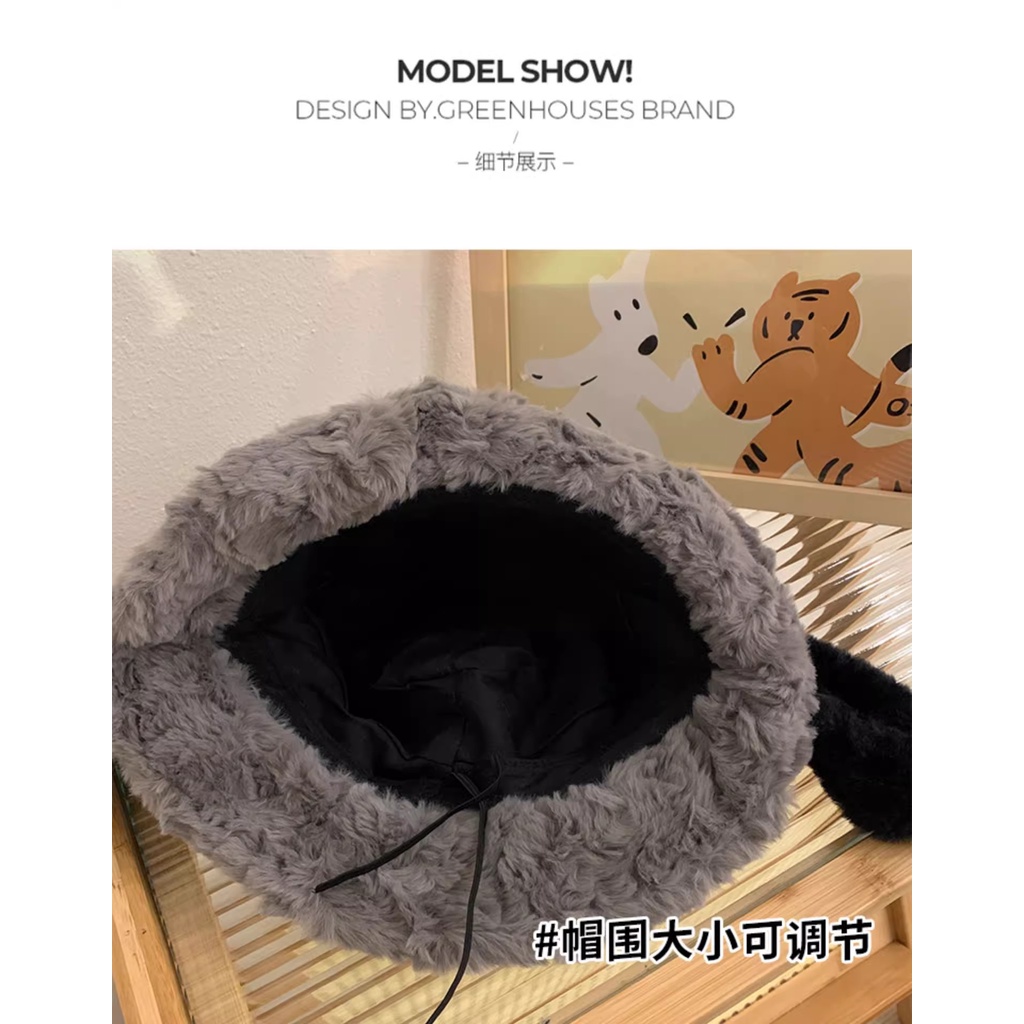 Mũ bucket Giả Lông Thỏ Phong Cách Hoạt Hình Thời Trang Thu Đông 2023 Cho Nữ