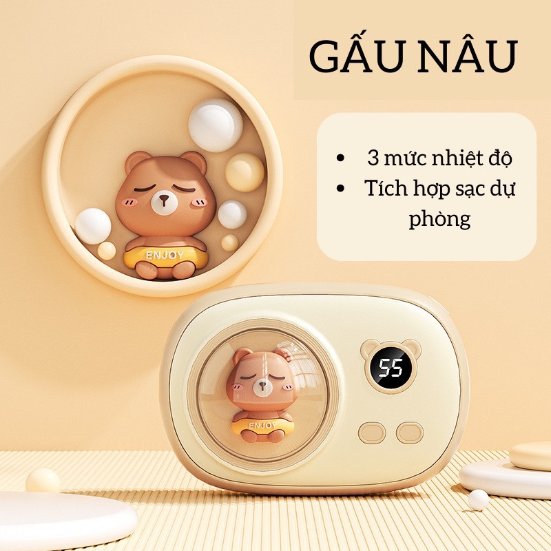 Máy Sưởi Mini Cầm Tay Hoạt Hình Dễ Thương Giúp Làm Ấm Tay Kiêm Sạc Dự Phòng Pin 5000mAh