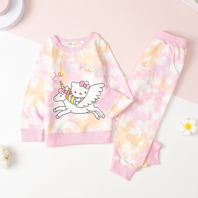 Bộ dài tay nỉ Bé gái LITIBABY màu loang cho bé 13kg - 30kg