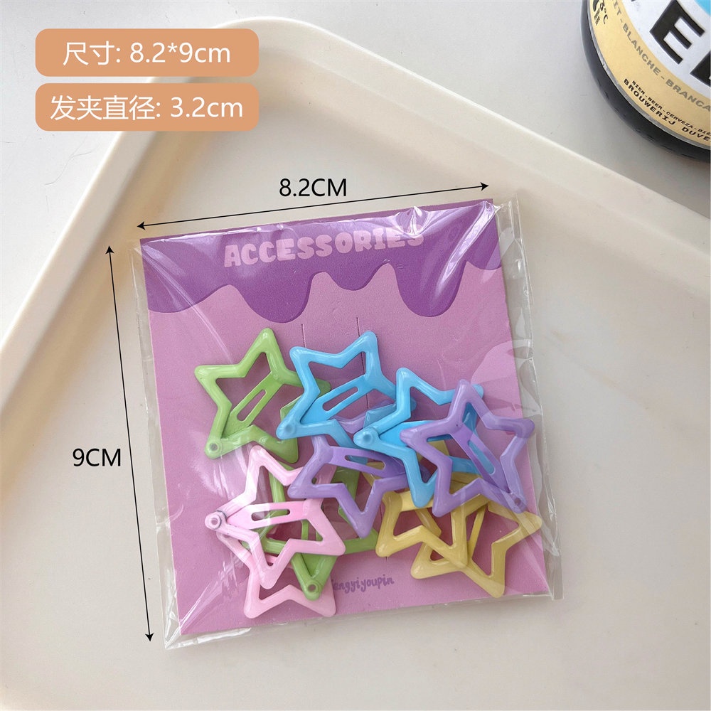 Set 10 Kẹp Tóc Hình Ngôi Sao / Trái Tim / Trái Tim Xinh Xắn Cho Nữ