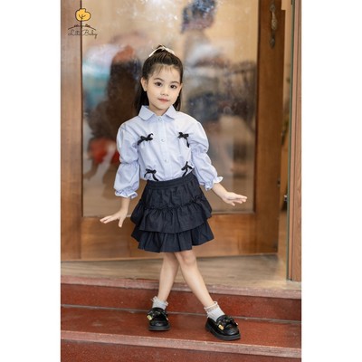 Đồ Bộ chân váy bò kèm áo sơ mi LITIBABY cho bé 11kg - 28kg