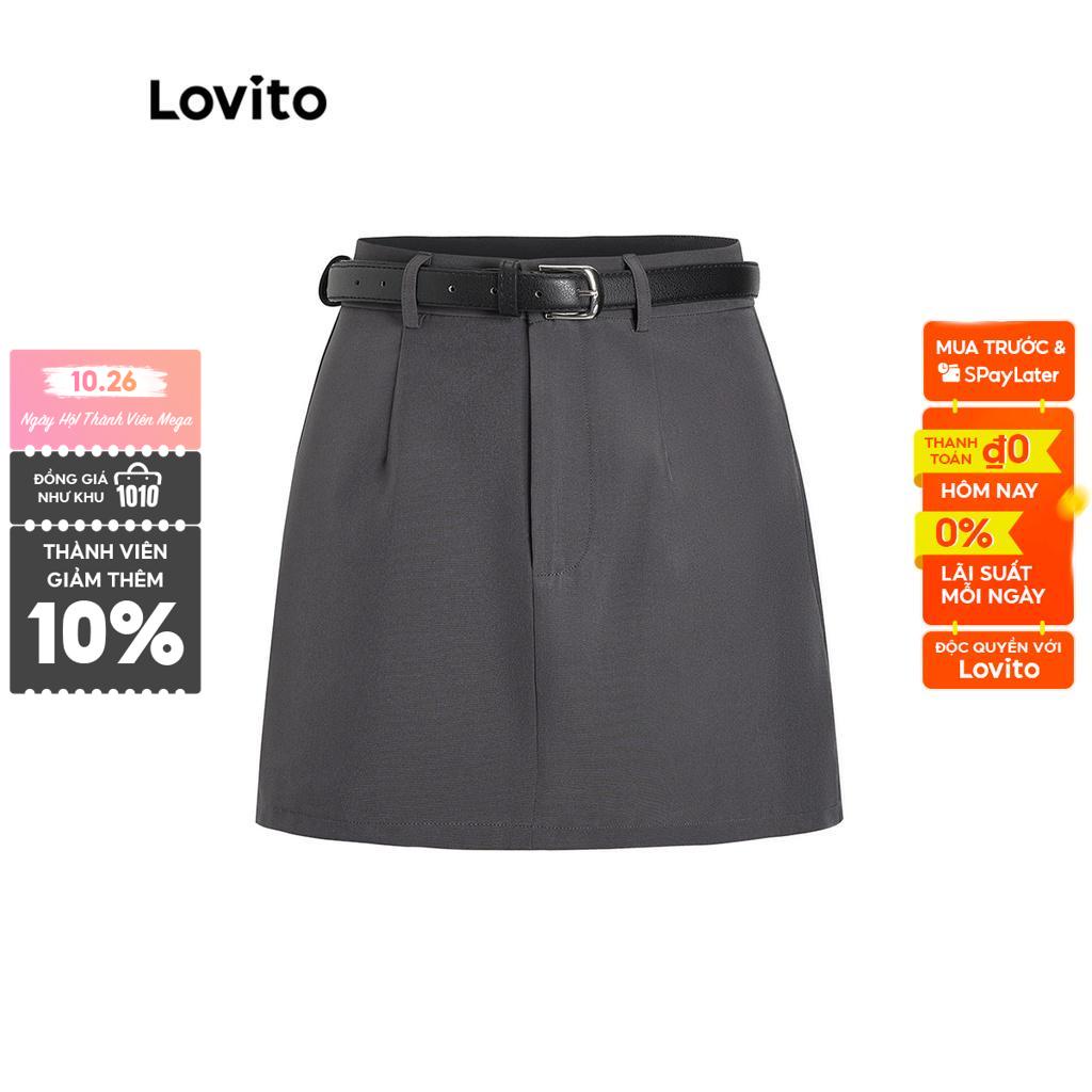 Quần short Lovito phối nút có dây kéo màu trơn thường ngày cho nữ L49AD096 (Kiểu 1/ Kiểu 2)
