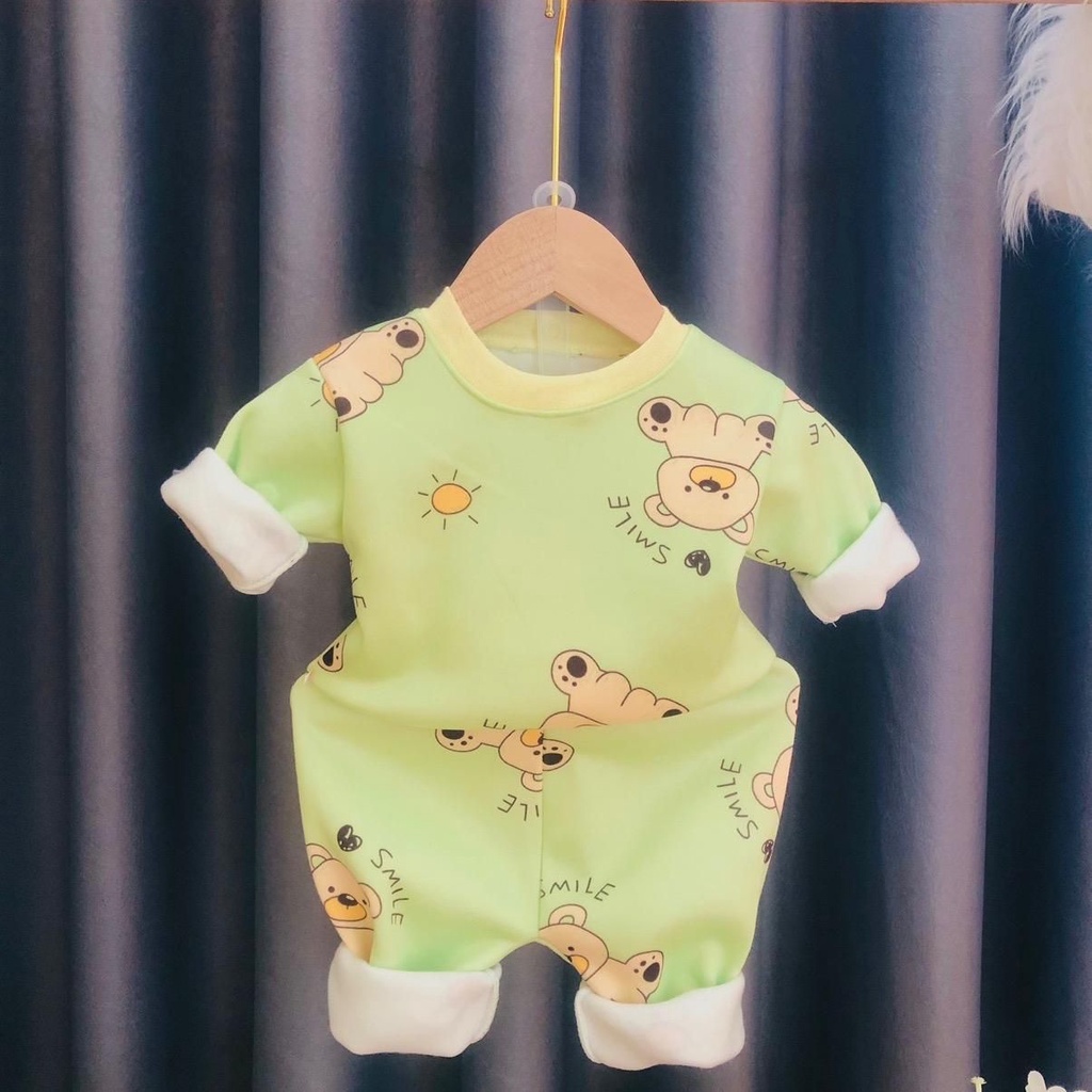 Bộ nỉ lót lông bé gái size 3-14kg