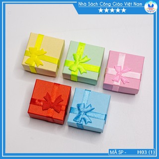 Hộp nhỏ đựng nhẫn nơ ép đủ màu 4cm x 4cm x 2.5cm - Hộp đựng quà tặng đính nơ