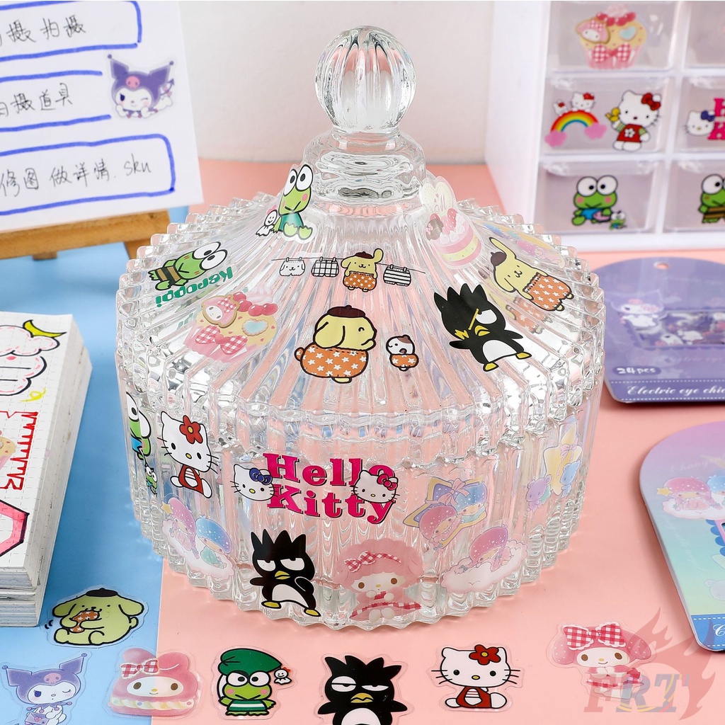SANRIO ❣️Bộ 24 Miếng Dán Trong Suốt Hình hello kitty / my melody / kuromi / cinnamoroll❣️Tự Làm Nhật Ký Sổ Lưu Niệm Trang Trí Đề Can Dán