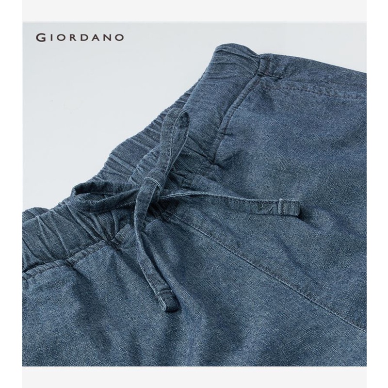 Quần Jean Giordano 05422308 bằng cotton mềm mại dài 9 tấc cạp chun thoải mái cho nữ