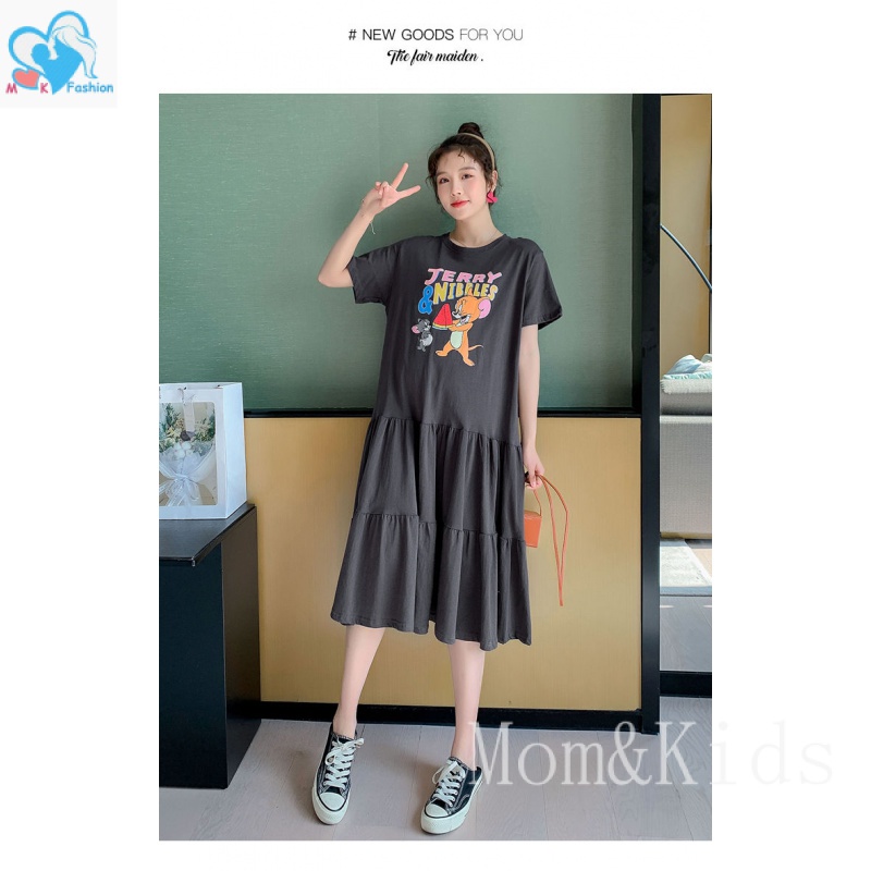 Đầm Bầu Tay Ngắn Dáng Rộng plus size Cho Phụ Nữ Mang Thai #Seluar Khăn Quàng Cổ mengandung mengandung