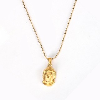 Dây chuyền thép titan mạ vàng 18k mặt phật nhỏ may mắn