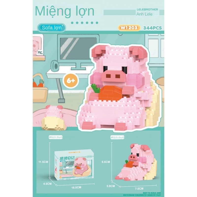 Đồ Chơi Khối Lắp Ráp Hình Chú Heo Xinh Xắn