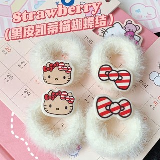 Băng Đô Cài Tóc Hình Mèo hello kitty Bằng Da Phối Lông Dễ Thương
