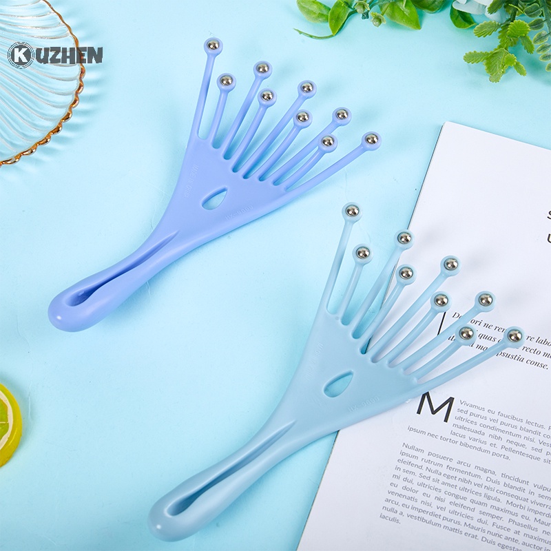 Kuzhen Lược Lăn Mát Xa Da Đầu 9 Ngón Tay Bằng Thép Cầm Tay Giúp Thư Giãn Chăm Sóc Tóc Giải Tỏa Căng Thẳng