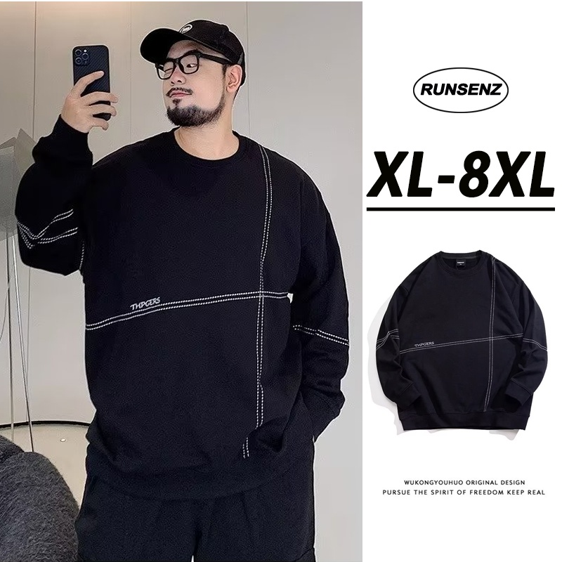 Áo nam Dài Tay Cổ Tròn Màu Đen Cỡ Lớn xl-8xl