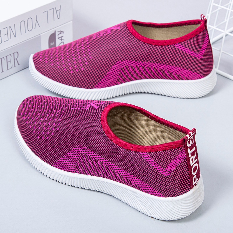 CHZK vải giày lưới vải thoáng khí đi bộ giày đế phẳng bình thường làm việc mẹ giày thể thao