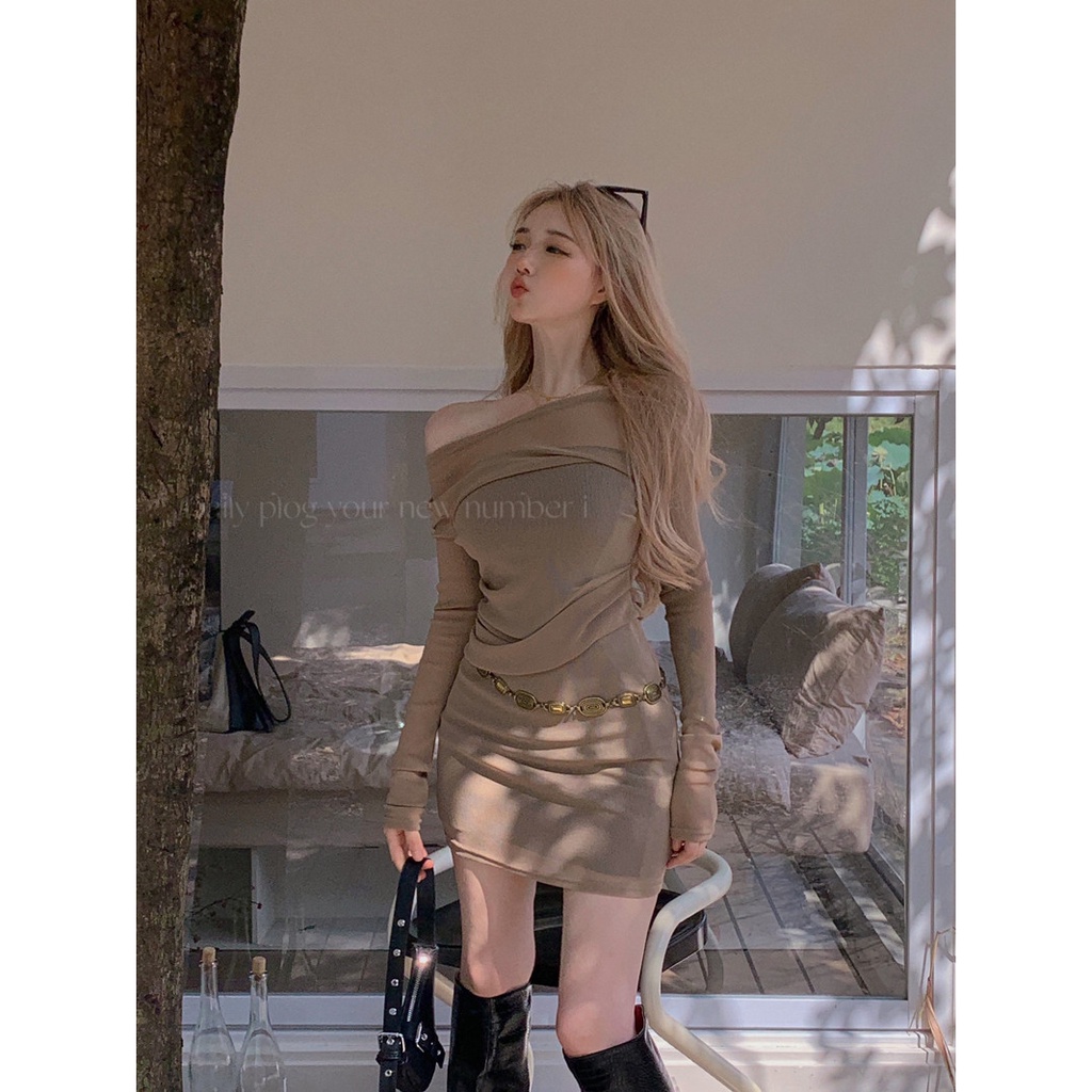 Đầm Lưới Gạc Hở Vai Eo Hẹp Tinh Khiết Kiểu Mỹ Cho Nữ