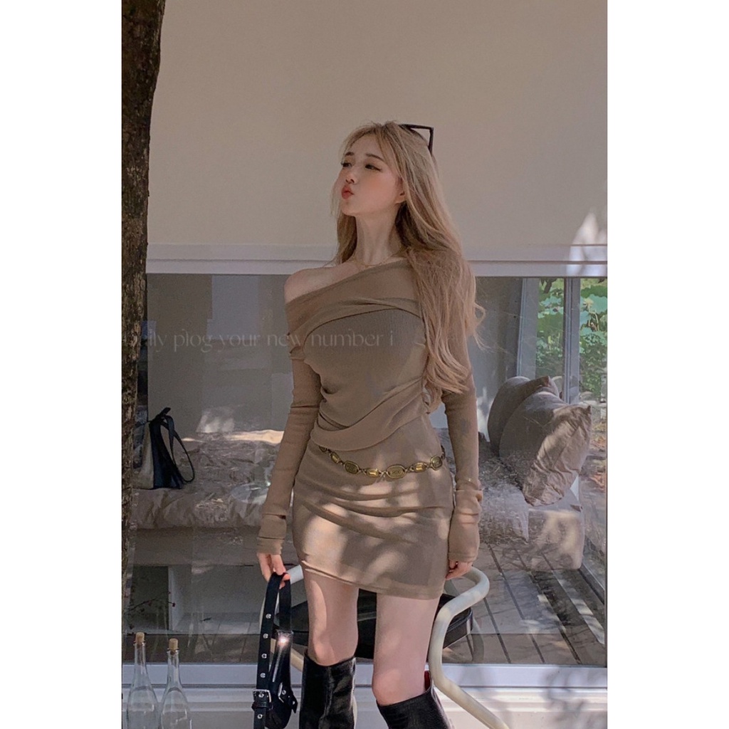 Đầm Lưới Gạc Hở Vai Eo Hẹp Tinh Khiết Kiểu Mỹ Cho Nữ