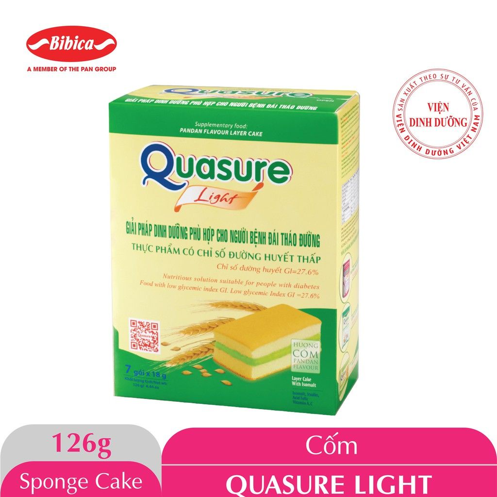 Bánh Bông Lan Quasure Light Dâu Bibica 126g Thực phẩm dành cho người ăn kiêng, tiểu đường Shopbethienkim