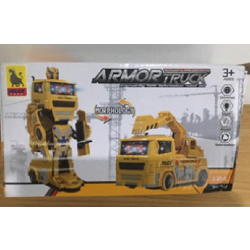 Robot biến hình Transformer biến thành xe múc hàng chạy pin