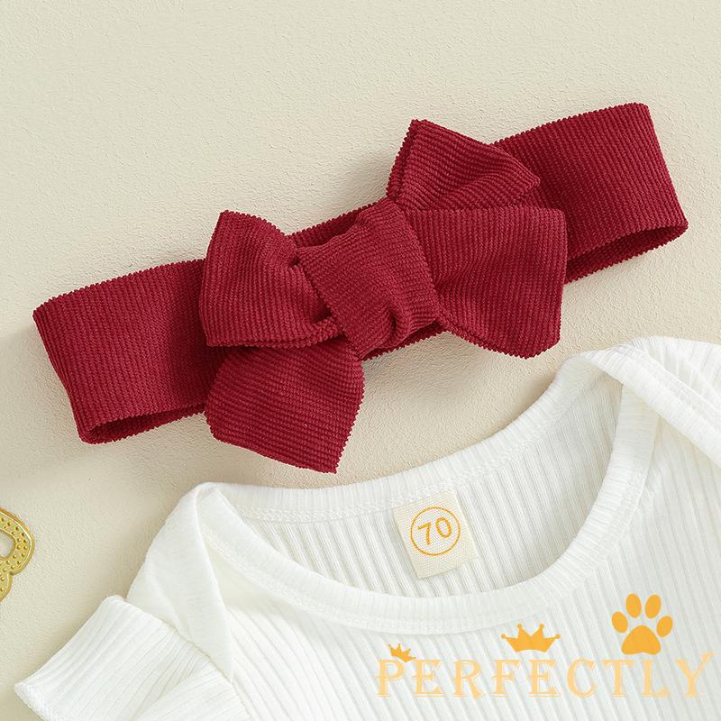 Set Áo Tay Dài + Váy Yếm + Băng Đô Hình Tuần Lộc Giáng Sinh Cho Bé Gái