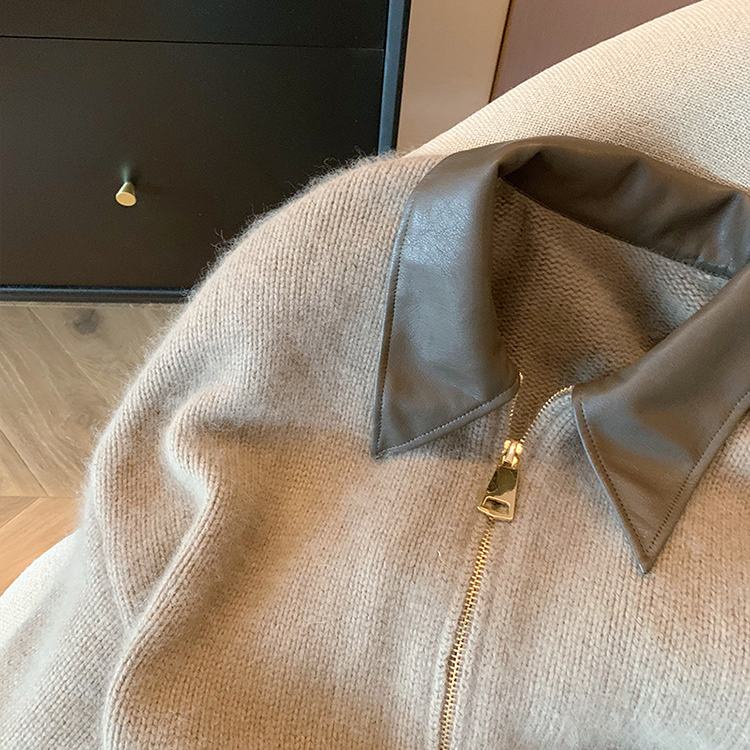 Áo Khoác cardigan Da Dệt Kim Dáng Ngắn Phối Khóa Kéo Đôi Thoải Mái Thời Trang Hàn Quốc 2023 Cho Nữ