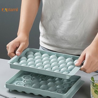 1 khay làm đá tròn 3d bằng nhựa có nắp
