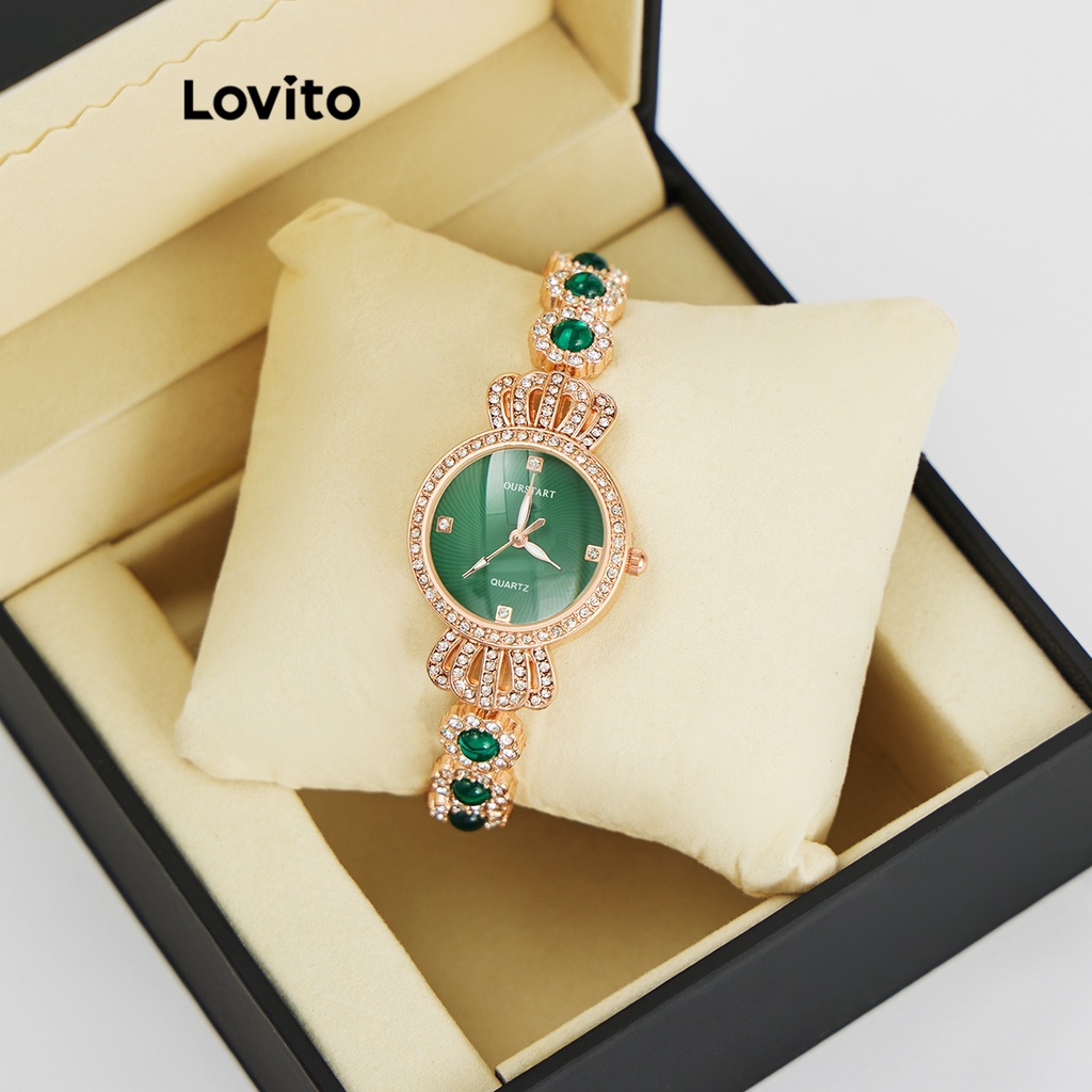 Đồng Hồ Thạch Anh lovito Thời Trang Cho Nữ L69AD062 Màu Xanh Lá