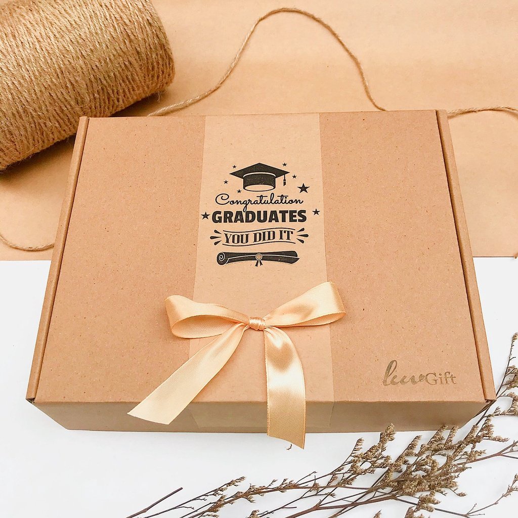 Combo Hộp đựng quà kiểu kraft thiết kế kèm túi quà, kèm giấy rơm trang trí hộp quà