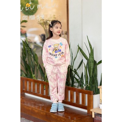 Bộ mặc ấm nỉ bông LITIBABY màu vải loang cho bé từ 9kg - 27kg
