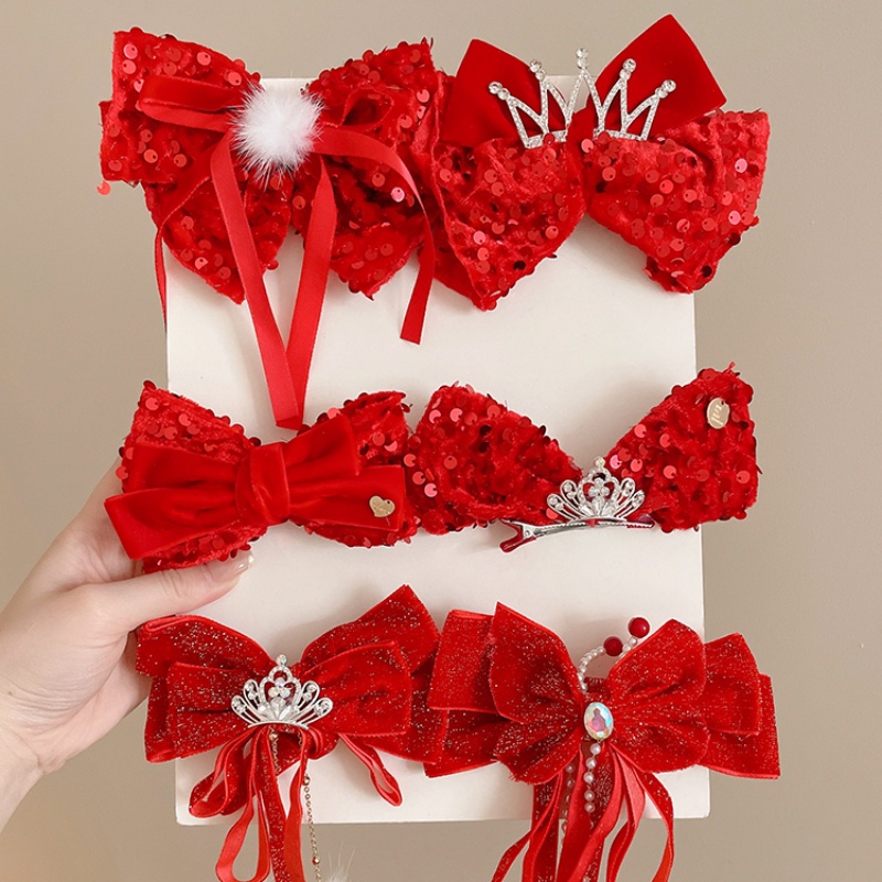Set 2 Kẹp Tóc Nơ Đính Đá Phong Cách Trung Hoa Cho Bé Gái