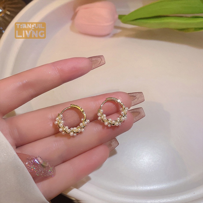 1 Đôi Bông Tai Ngọc Trai Tròn Nhỏ Đơn Giản Thời Trang Đa Năng Dành Cho Nữ M I