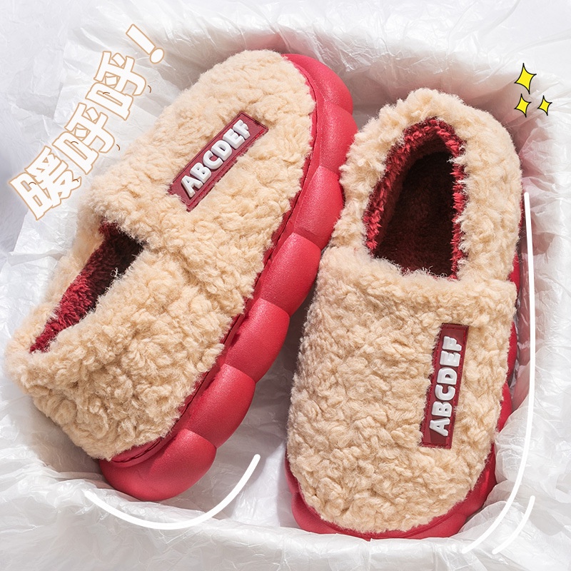 Thời Trang Dép Bông Đi Trong Nhà Đế Dày Giữ Ấm Chân Mùa Đông Cho Cặp Đôi